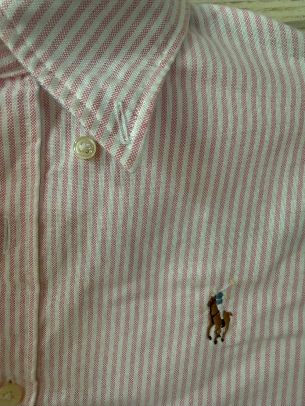 Ralph Lauren Pink & White Striped Cotton Button-Down Shirt - Picture 3 of 5